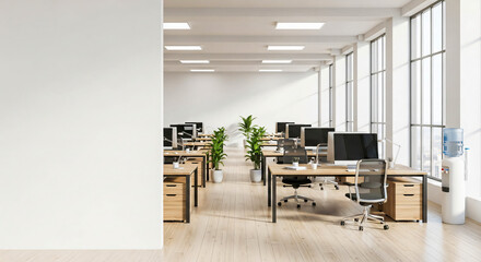 Bright Modern Office Space with Desks and Natural Light