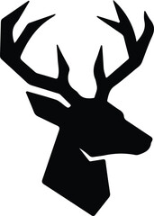 Illustrator Vector Minimalist deer head with antlers black graphic silhouette