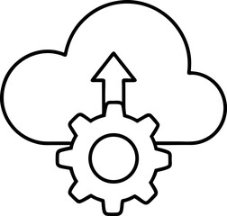 Cloud computing technology with upward arrow and gear for settings and online data management seamless technology integration