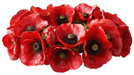 Isolated PNG Remembrance Wreath with Poppies on Transparent Background Photorealistic Studio Lighting