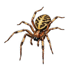 Obraz premium A realistic watercolor style illustration of a garden spider. Detailed and scientifically accurate vector art of an arachnid isolated on a white background
