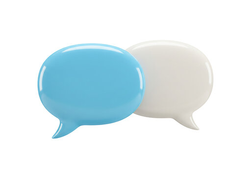 Glossy 3 d speech bubbles communication dialogue chat message empty blank transparent background - Powered by Adobe