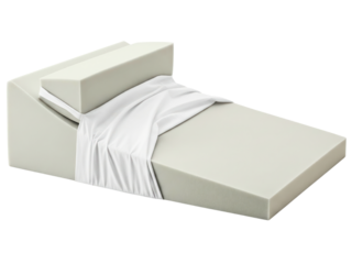 Orthopedic foam bed wedge pillow for back and neck support on a transparent background