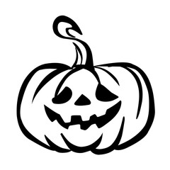 Simple Line Art Halloween Pumpkin Jack O Lantern Head Illustration