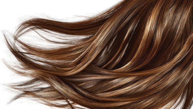 Close-up of flowing, healthy brown hair