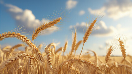 Golden wheat fields swaying gently in the fild