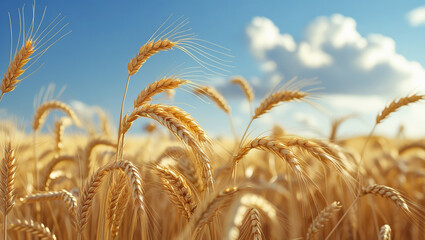 Golden wheat fields swaying