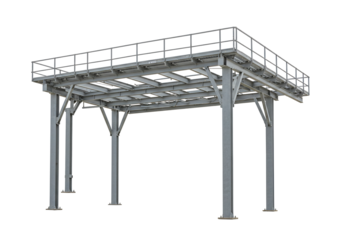 Elevated metal platform structure with railing industrial steel construction engineering design