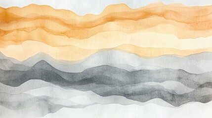 Abstract landscape painting with light orange and grey stripes