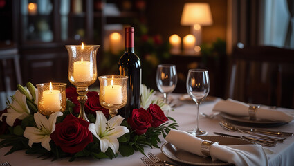 Romantic dinner setup