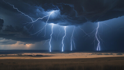 thunderstorm with lightning over