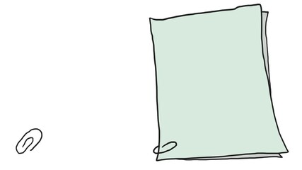 Animation on the theme of an office and paperwork, where sheets of paper are moving, held together with a paper clip.