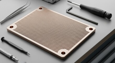 Precision Craftsmanship: Copper Plate with Tools