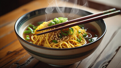 A hot bowl of Asian noodles