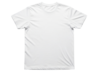 Plain white crew neck t-shirt for mockup on a transparent background
