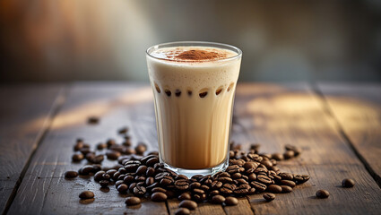 A refreshing iced latte in a sleek tall