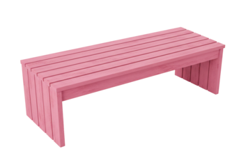 Pink wooden bench isolated on transparent background