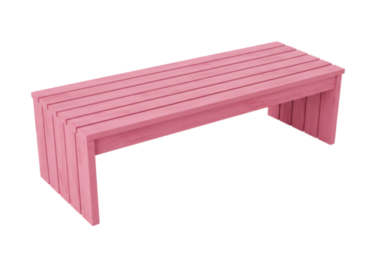 Pink wooden bench isolated on transparent background - Powered by Adobe