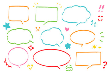 手描き風カラフル吹き出しセット — コミック・イラスト・SNS装飾に使えるポップなスピーチバブル素材
