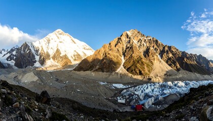 Majestic snow-capped peaks and glacier