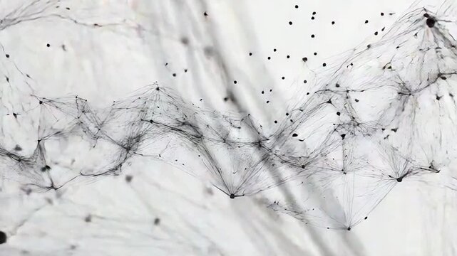 Abstract wave pattern connecting dots and lines on white background