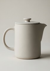 Elegant simplicity of a ceramic teapot in a minimalist style against a soft backdrop evokes calmness