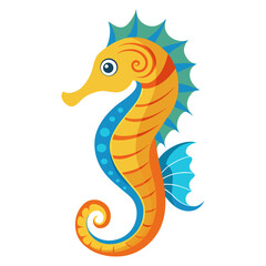 Fototapeta premium Flat a cute seahorse vector illustration design