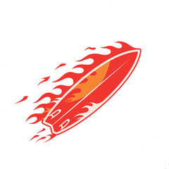 Fiery Surfboard A Flaming Icon of Summer and Extreme Sports