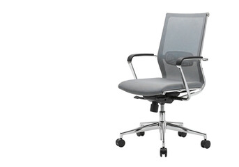 Modern office chair with mesh back and chrome base
