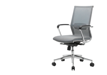 Modern office chair with mesh back and chrome base