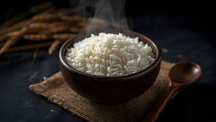 Steaming Bowl of White Rice