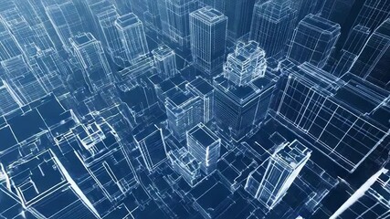 Futuristic wireframe cityscape glowing at night representing smart city technology - Powered by Adobe