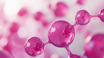 Abstract 3d molecule and atom structure model representing science medical research skincare technology and cosmetic innovation with futuristic design and digital scientific visualization background
