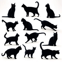 a-collection-of-black-cat-silhouettes-in-various-p silhouette vector design .eps