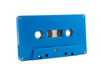 Obraz premium Blue cassette tape retro music technology transparent background vintage media analog audio