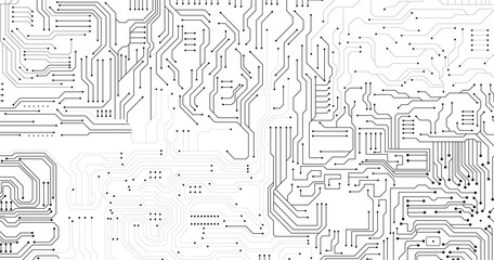 Black circuit diagram on white background. Vector abstract technology on white background.