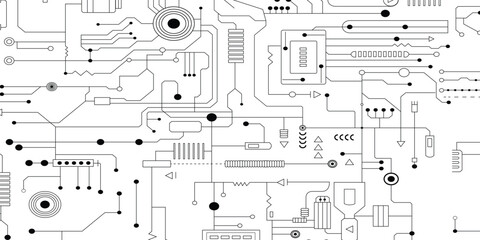 Abstract digital background with technology circuit board texture. Electronic motherboard illustration.
