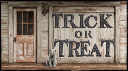 Naklejka premium A rustic wooden door with the words 