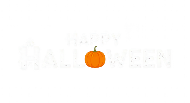 Happy halloween text with a ghost and pumpkin illustration isolated on transparent background