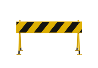 Yellow and black striped safety barrier isolated on transparent background