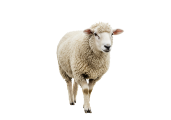 Single sheep fluffy wool transparent background farm animal agriculture domestic animal nature wildlife isolated full body shot vector illustration