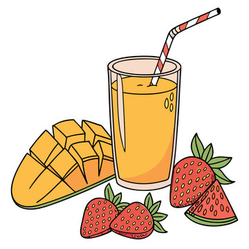 glass of strawberry & mango juice