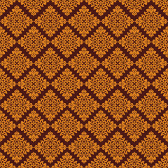 seamless knitted pattern. Warm golden motifs on a rich red background. Great for classic stationery, gift wrap, home décor, and festive designs.