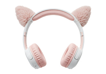 Pink cat ear headphones wireless stereo audio device with soft plush ears