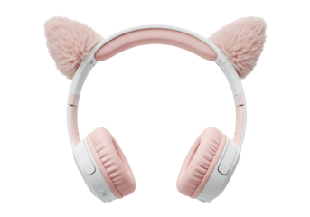 Pink cat ear headphones wireless stereo audio device with soft plush ears