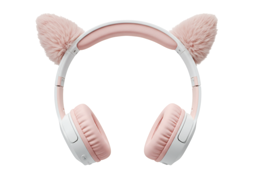 Pink cat ear headphones wireless stereo audio device with soft plush ears