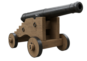 Antique cannon on wooden carriage 3 d render military history weaponry