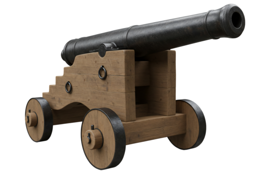 Antique cannon on wooden carriage 3 d render military history weaponry