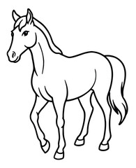Obraz premium Simple Black and White Illustration of a Horse for Children Coloring Book
