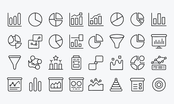 Data Visualization line Icons set &ndash; Minimalist Line Style for Business Analytics, Dashboard UI, Infographic Design and more. Editable modern stroke. Vector modern illustration